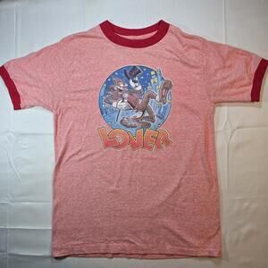 Vintage Lover Cartoon Cat Shirt Mens fits Small Keep on Trucking Graphic 80s
